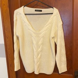 Cream V Neck Sweater
